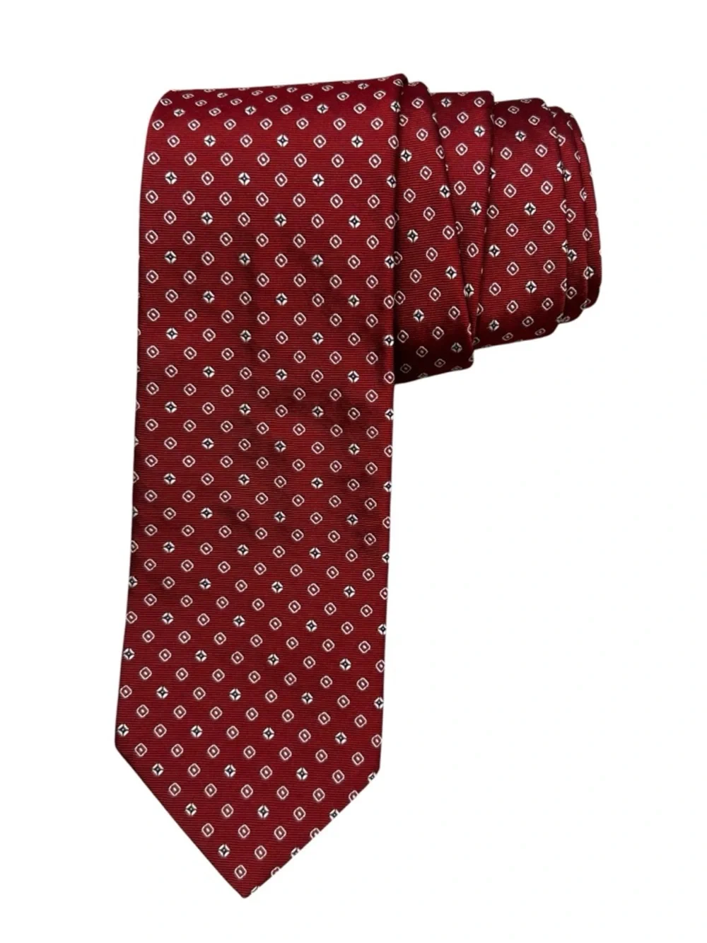 Brooks‎ Brothers Makers and Merchants Red White Diamond Tie Woven Italian Silk